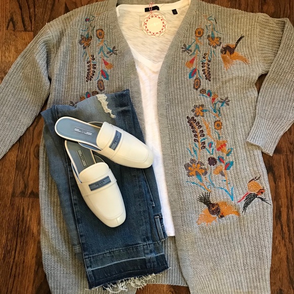 RELISTED Embroidered Long Open Cardigan - Picture 2 of 7